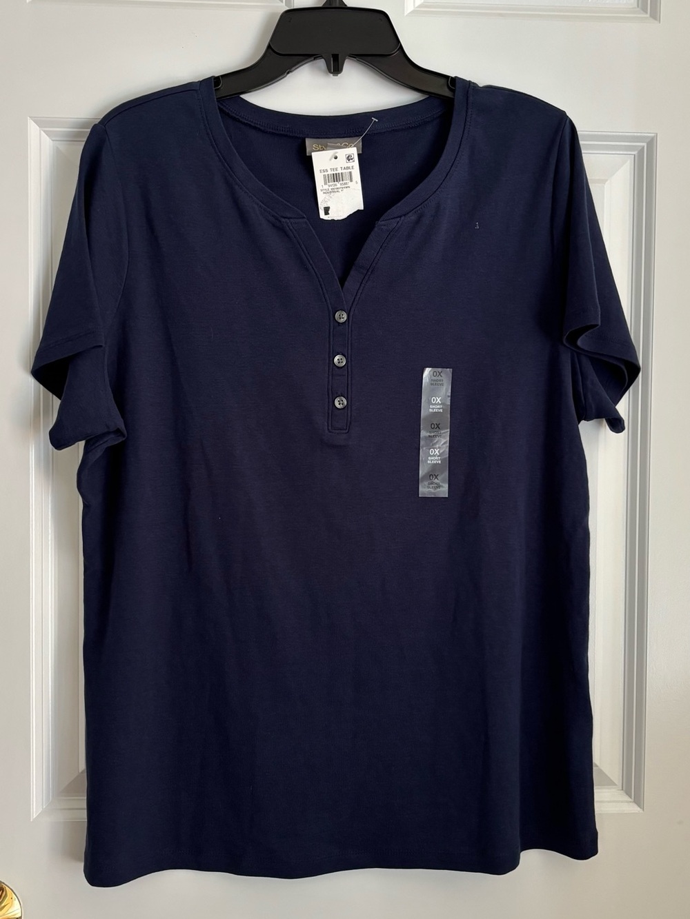 Style & Co. Navy Short-Sleeve Henley Top